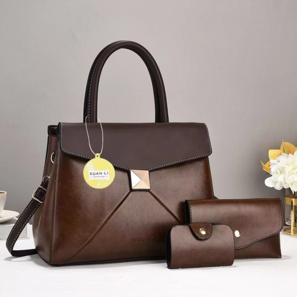 PU Fashionable Leather 3pc handbags - Image 3
