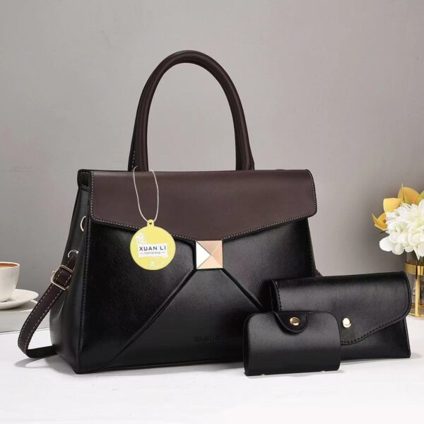 PU Fashionable Leather 3pc handbags - Image 4