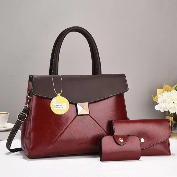 PU Fashionable Leather 3pc handbags - Image 6