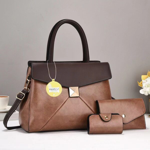 PU Fashionable Leather 3pc handbags - Image 8